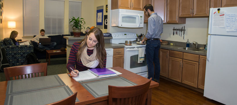 Students in a residence hall