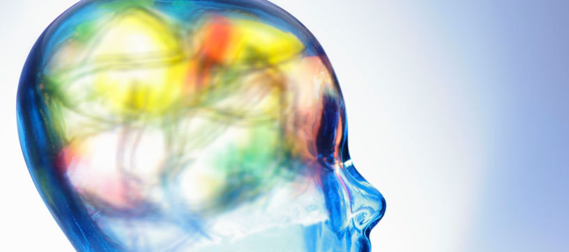 Colorful glass head