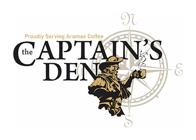 The Captain's Den, proudly serving Aromas coffee