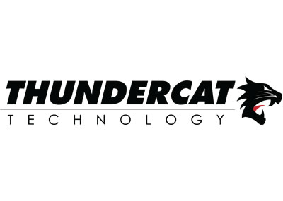 Thundercat Technologies with a roaring big cat on the far right side. It has a red tongue.