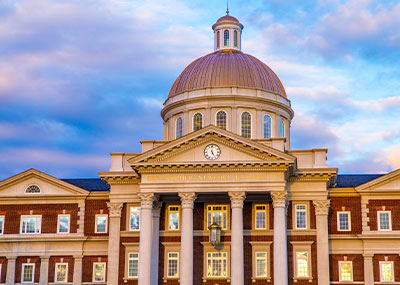 Christopher Newport Hall at sunset