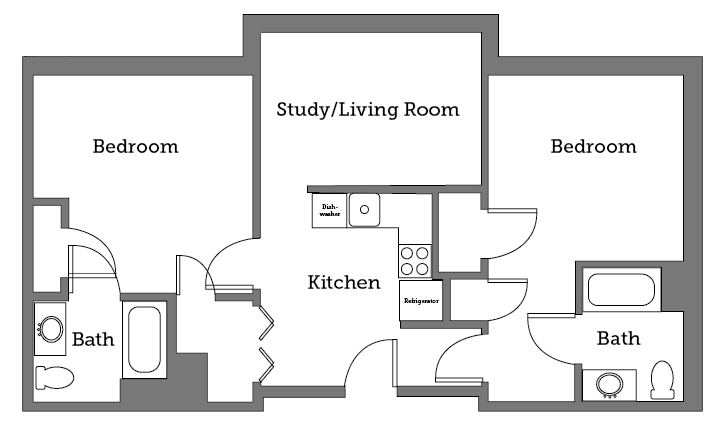 Presidents Hall two room layout