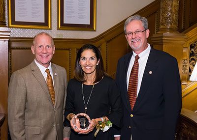 Spiller with Dr. Keith Taylor (left), president of Gannon University, and Greg Czarnecki, president of the Gannon University Alumni Association
