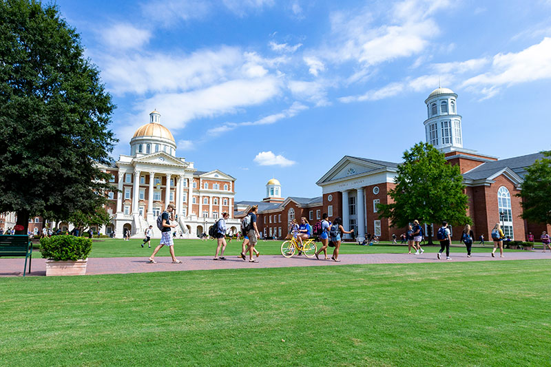Students walk along the Great Lawn