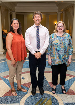 The 2019 Faculty Excellence Awards winners are (left to right) Dr. Linda Waldron, Dr. Brent Cusher, Denise Gillman and Dr. Mark Padilla (not pictured).