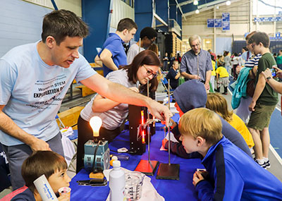 CNU faculty and students demonstrate science, technology, engineering and math experiments for local children.