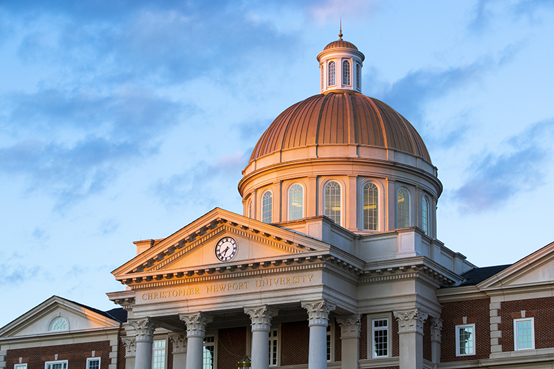 Christopher Newport Hall at sunset