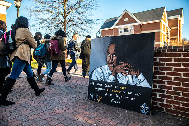 Students march during 2019 MLK day event