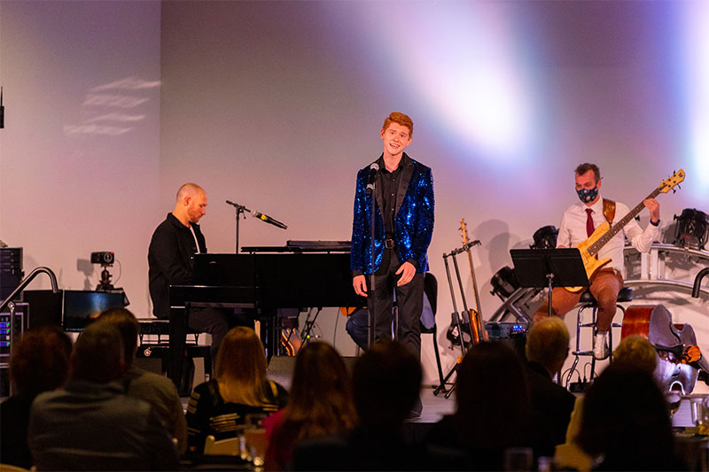 John Byrd '24 performs during the Captains Cabaret