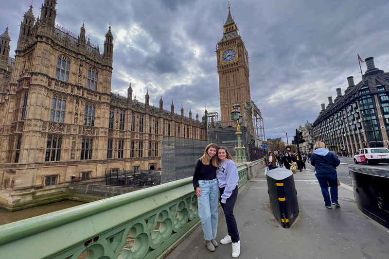 Photo of Brooke Nixon and Claire Rooney in London with Big Ben in the background