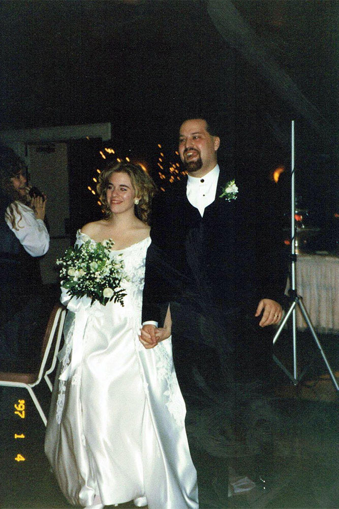 Richard and Lara on their wedding day