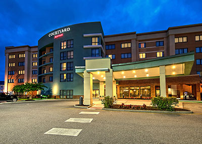 Courtyard Marriott exterior at night