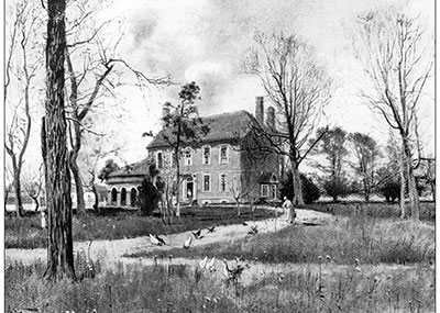 A black and white illustration of Kenmore, home to George Washington's sister Betty Washington Lewis.