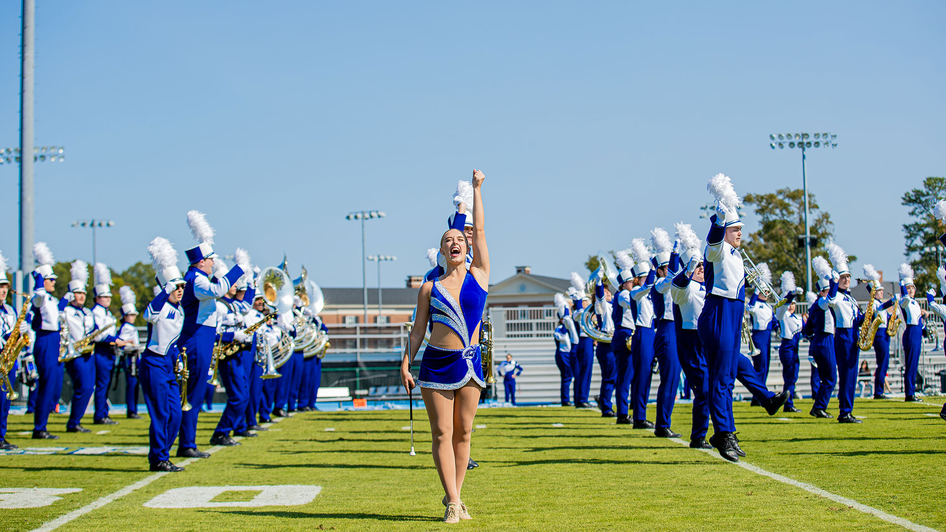 CNU Marching Captains perform during the football game with Dickinson