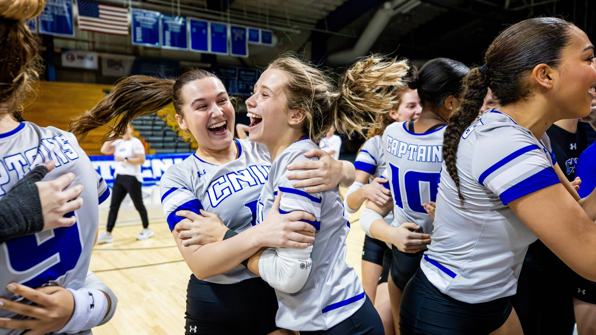 Volleyball team celebrating