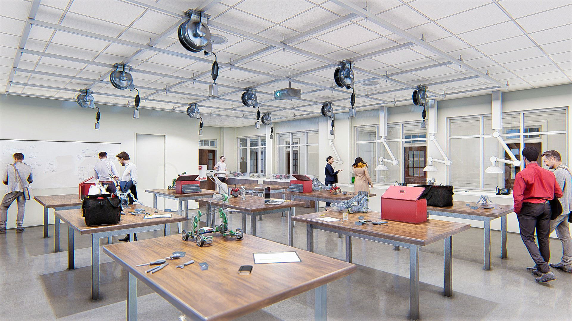 Rendering of the interior of the maker space in the new Science and Research Center