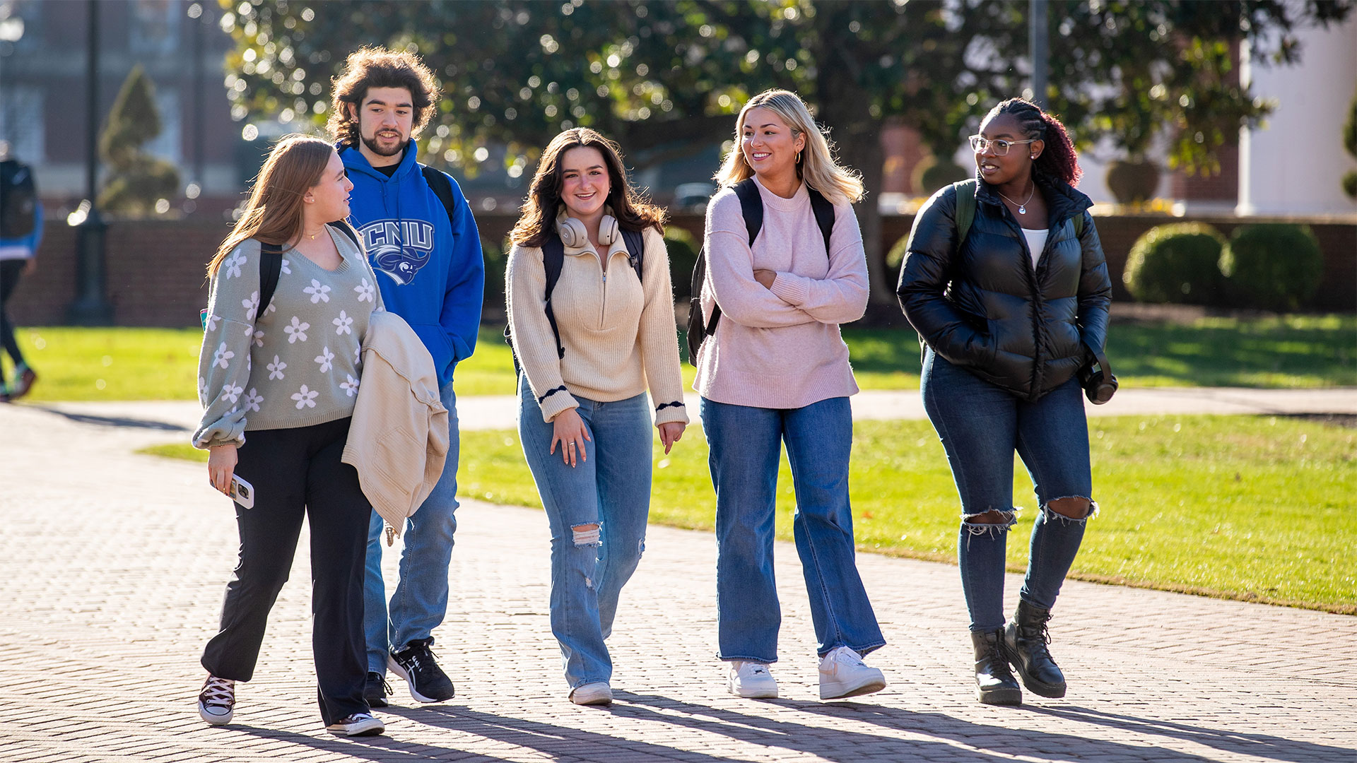 students walking and talking