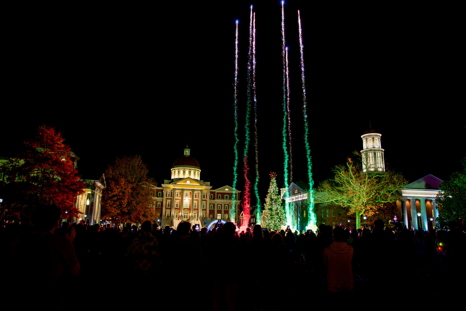 Fireworks shooting up into the sky 