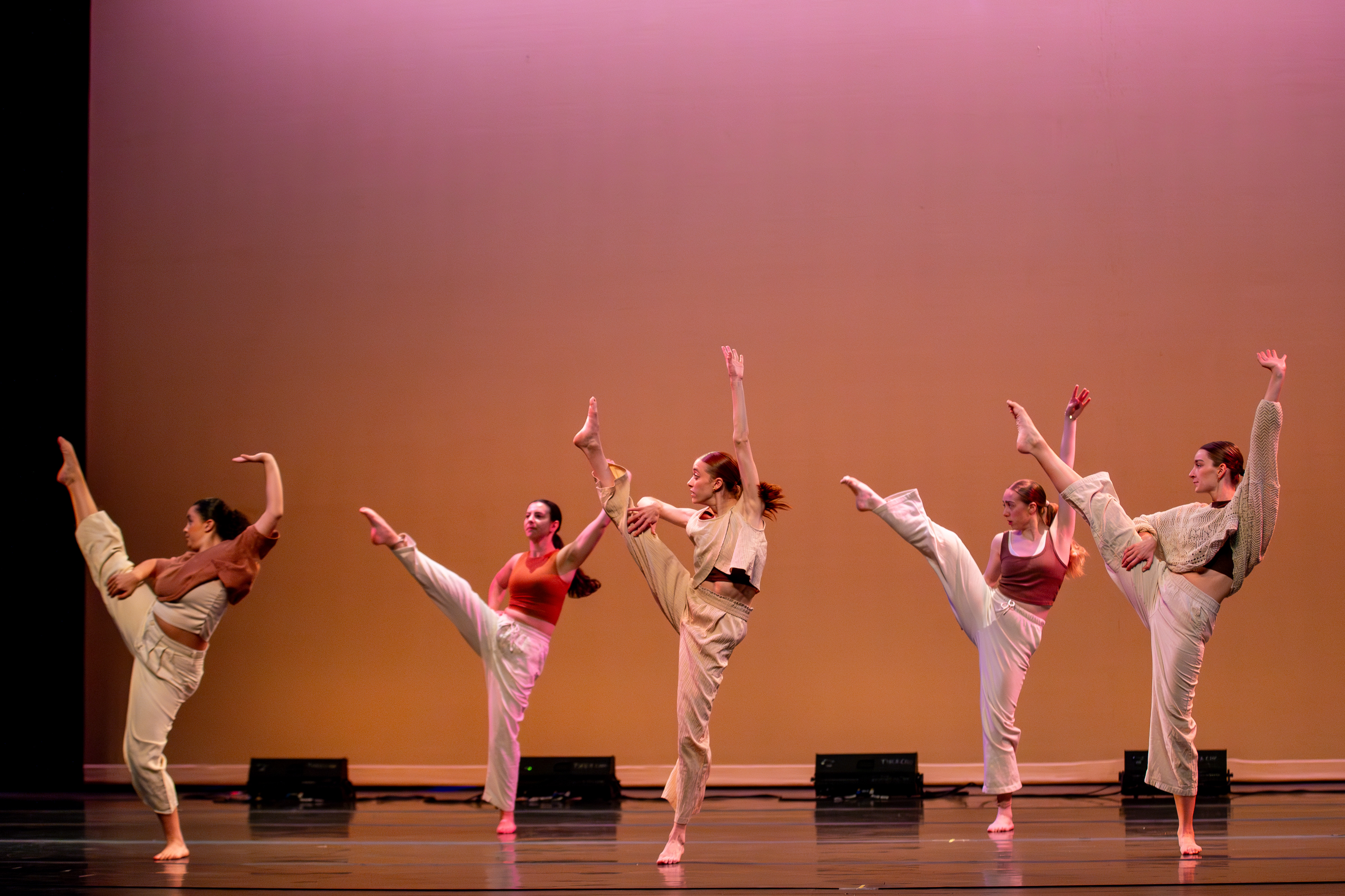 2024 Dance Concert with performers against a dusky orange and pink background