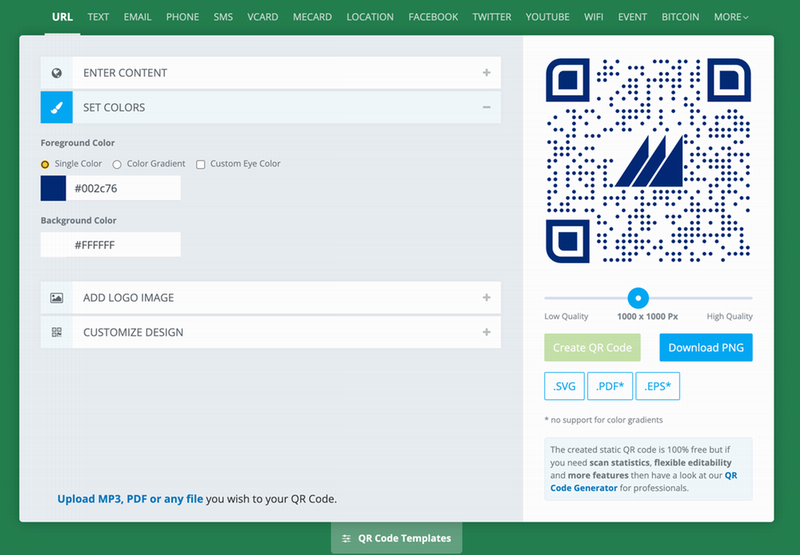 A screenshot of QRCodeMonkey.com qr code better in how to enter colors.