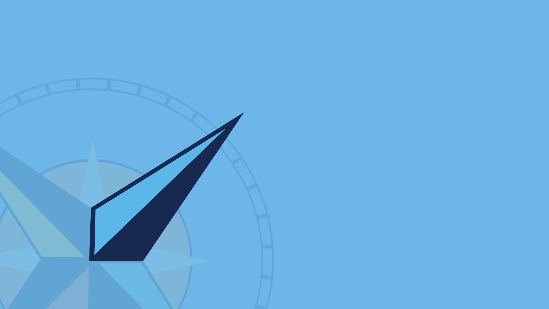 A blue background with a navy blue compass point highlighted