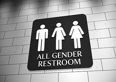 All genders represented on a restroom sign