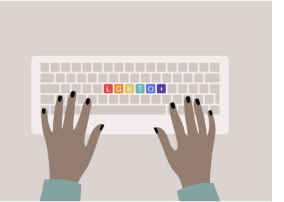 Illustration of a keyboard with the letters LGBTQ highlighted