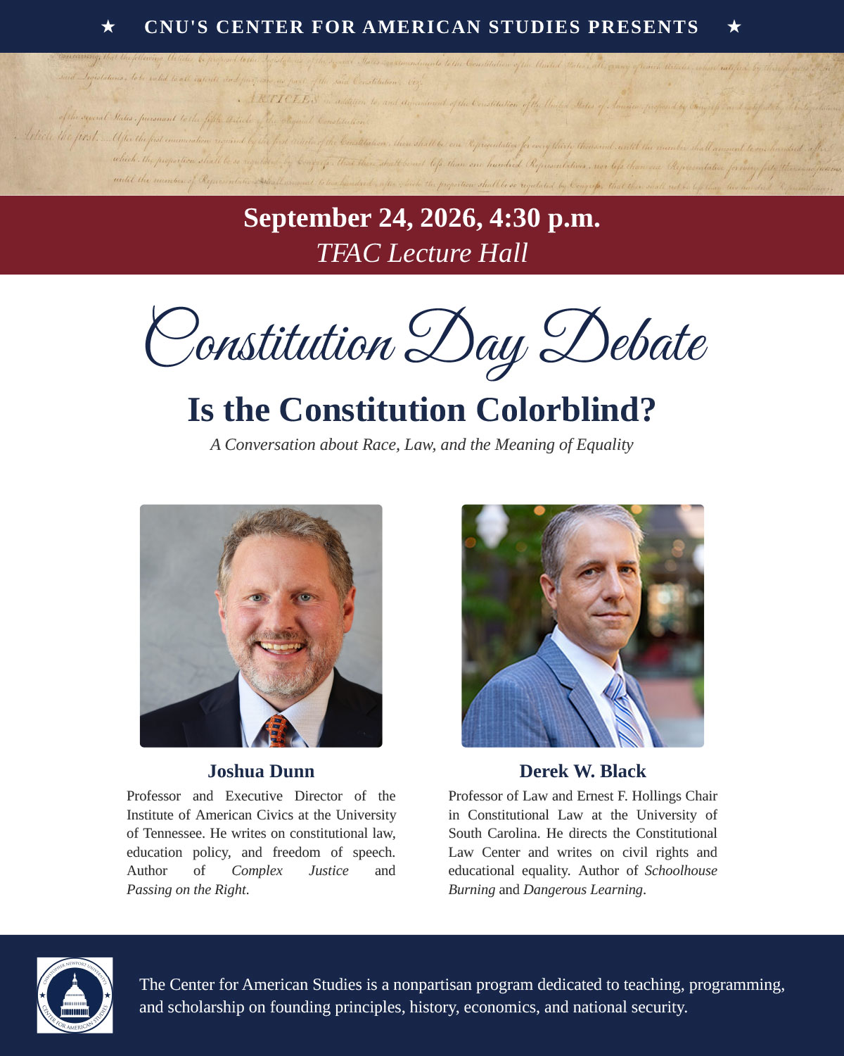 Center for American Studies Constitution Day Poster for 2026