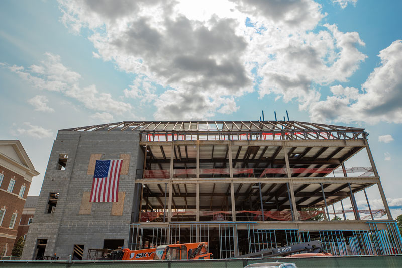 The exterior frame of the Science, Engineering and Research Center.