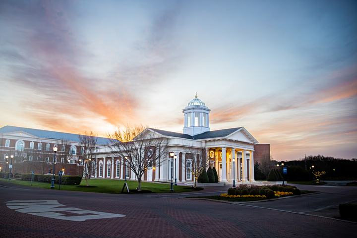 Pope Chapel in front of the sunrise