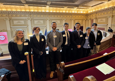 Criminology students and Dr. Steve Keener visit the House Chamber as part of Criminal Justice Reform Lobby Day 