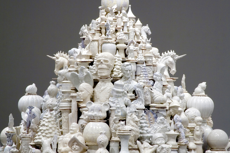 PHOTO CREDIT: Courtesy of Walter McConnell and Cross MacKenzie Gallery.  A Theory of Everything: White Stupa (detail), 2016. Cast porcelain with cryst