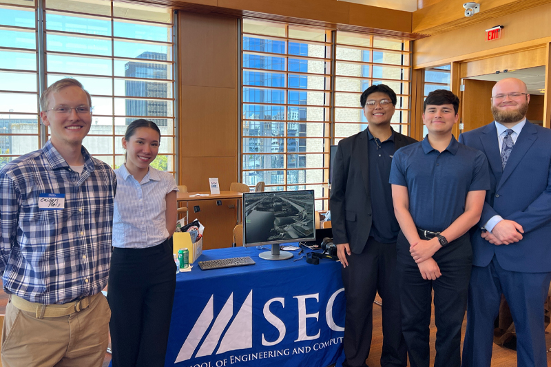 Pictured from left to right, Caiden Pleis, Adeline Chen, Jerome Dizon, Ryan Schatzberg, and Brennan Miller.