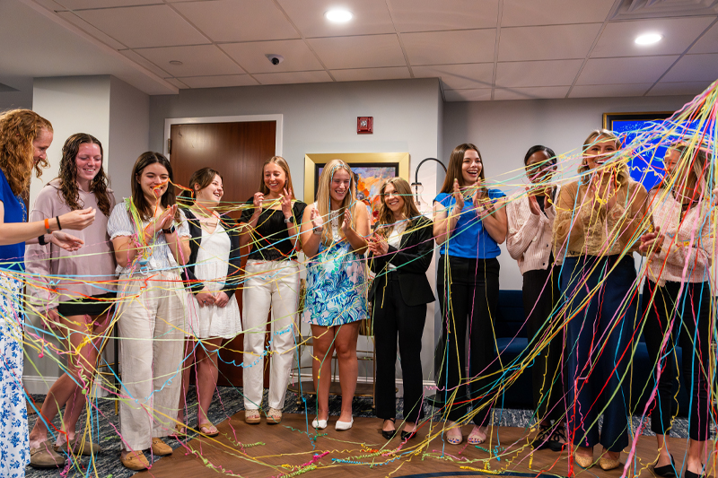 First cohort of nursing students, from left to right: Ellie Nuckols, Margaret (Kate) Cohee, Bethany Wyant, Sarah Bland, Delaney Reper, Sophia Fueglein