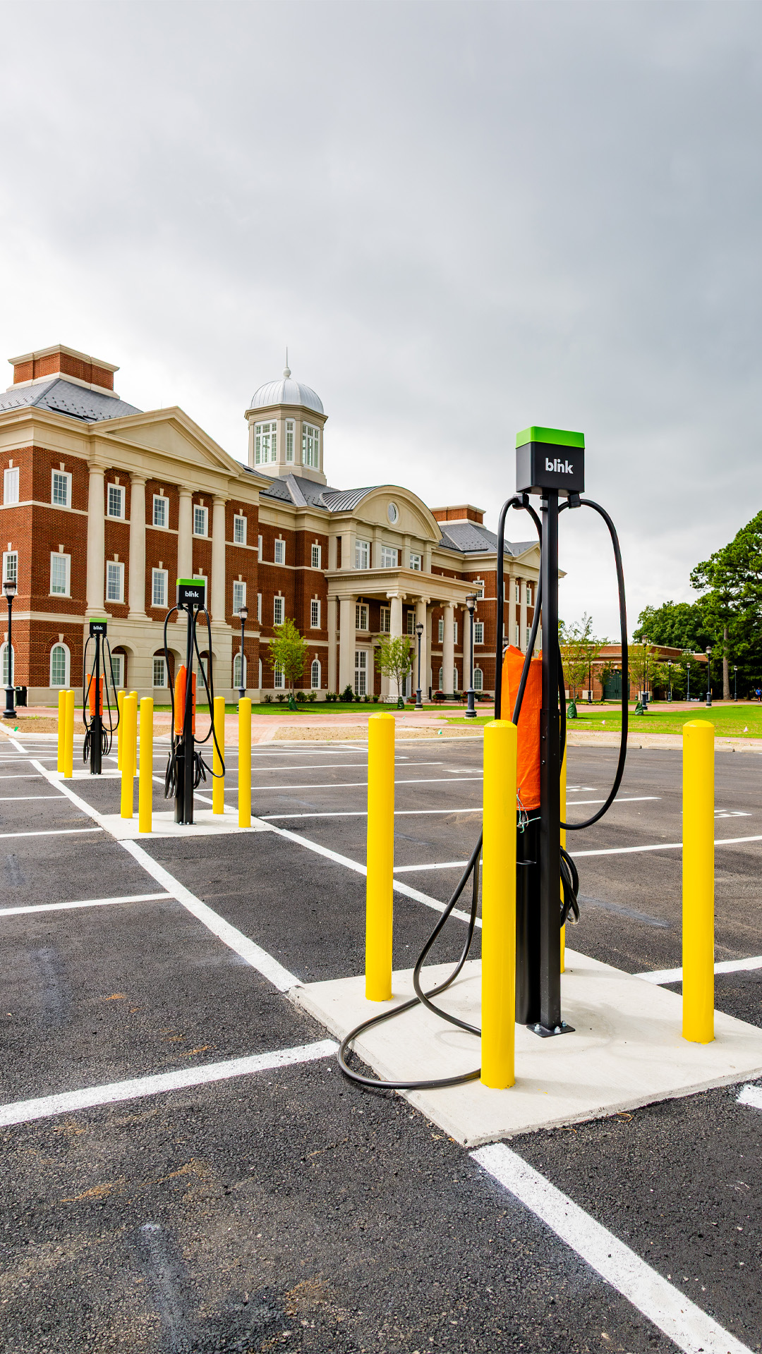 EV chargers in a parking lot by SERC